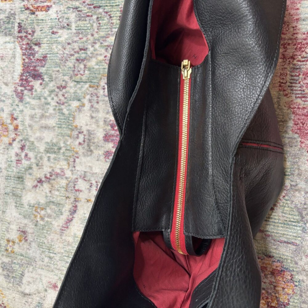 Tom (Large) Black Shoulder Hobo Bag with Gold Stud Accents - Picture 11 of 12